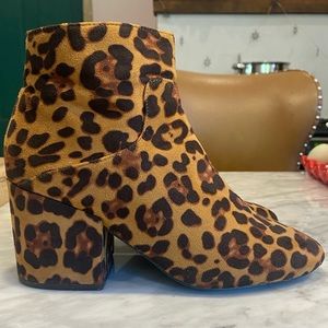 Leopard Print Ankle Boots with Block Heel
